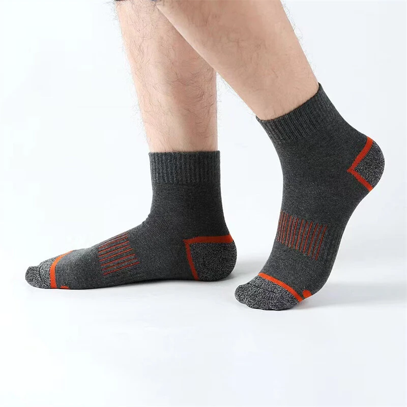 (image for) 5 Pairs High Quality Men's Socks Casual Breathable Sports Running Socks Men Cotton Socks Autumn Winter Ankle Socks For Men Comfy Anti Odor & Sweat Absorption