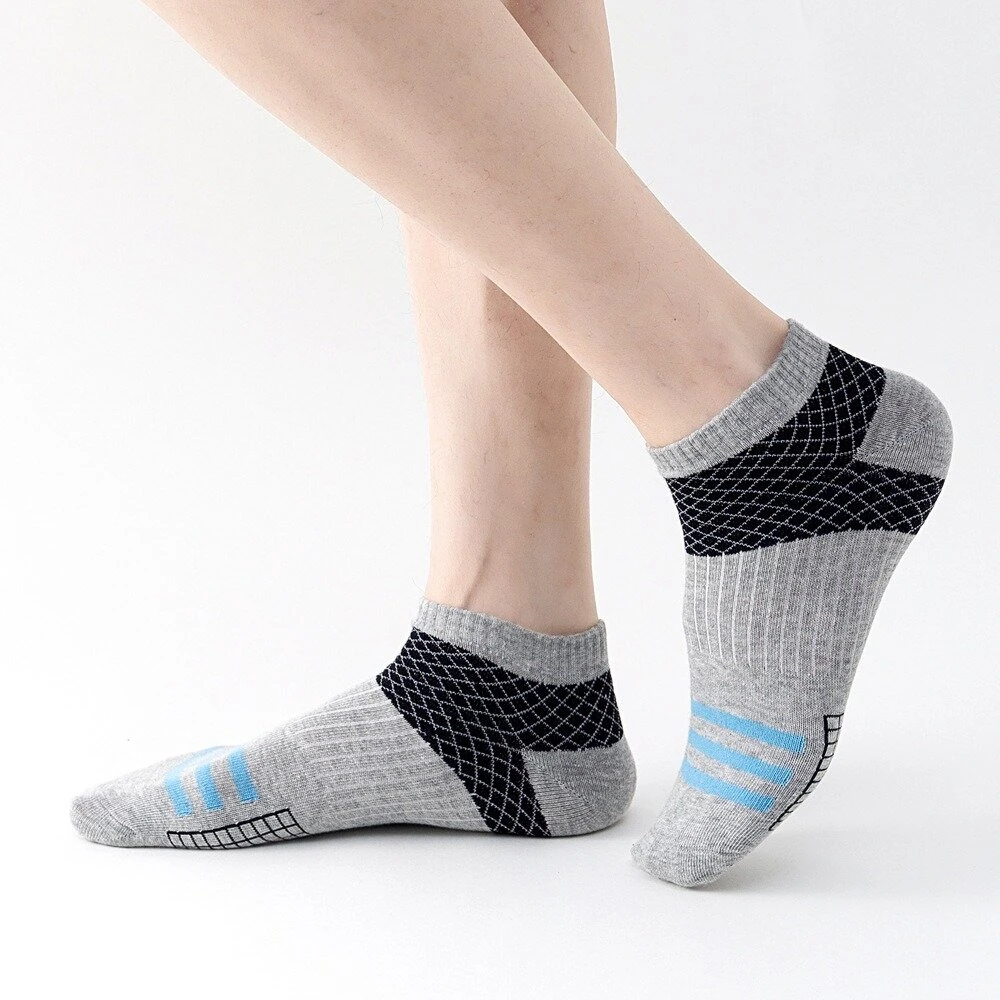 (image for) 5 Pairs Low Cut Men Socks Breathable Sports Socks Cotton Blend Mens Ankle Socks Anti Odor & Sweat Absorption Short Socks, For Spring Summer Autumn