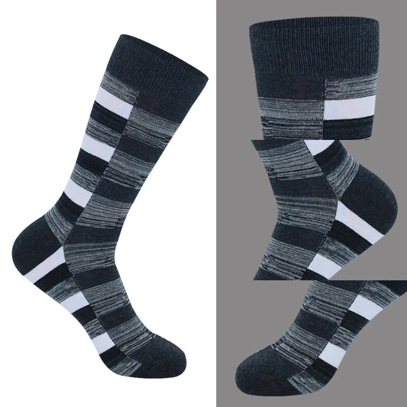 (image for) 5 Pairs Men's Dress Socks Cotton Colorful Striped Geometric Pattern Funny Casual Pack Novelty Business Socks Comfortable