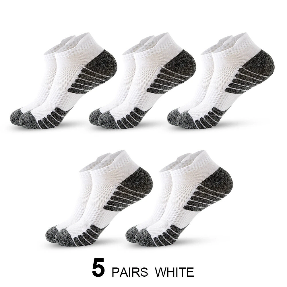 (image for) 5 Pairs Sports Socks Men's Short Socks Sweat-absorbent Breathable Mesh Athletic Ankle Socks Casual Thin Section Cotton Socks Size 38-45