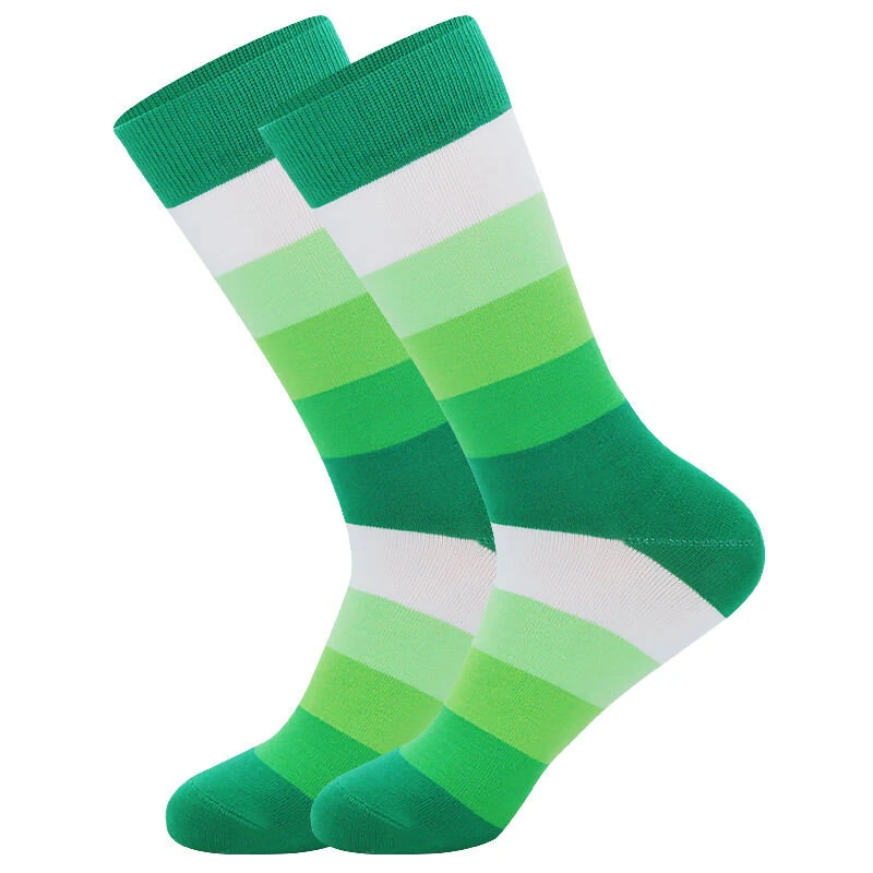 (image for) 5Pairs Men's Striped Colorblock Dress Socks, Comfortable Funny Novelty Crew Socks Plus Size, Sweat Absorption Anti-friction Long Cotton Socks