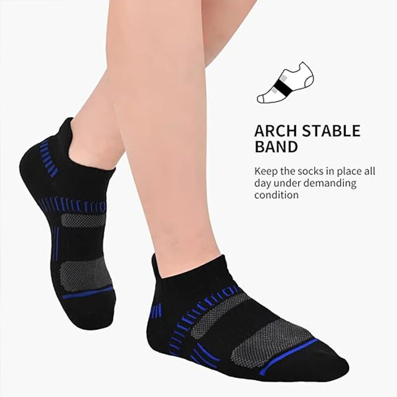 (image for) 6 Pairs Men's Cotton Sports Ankle Socks Anti Odor Sweat Absorbent Breathable Outdoor Cycling Travel Athletic Short Socks Comfortable