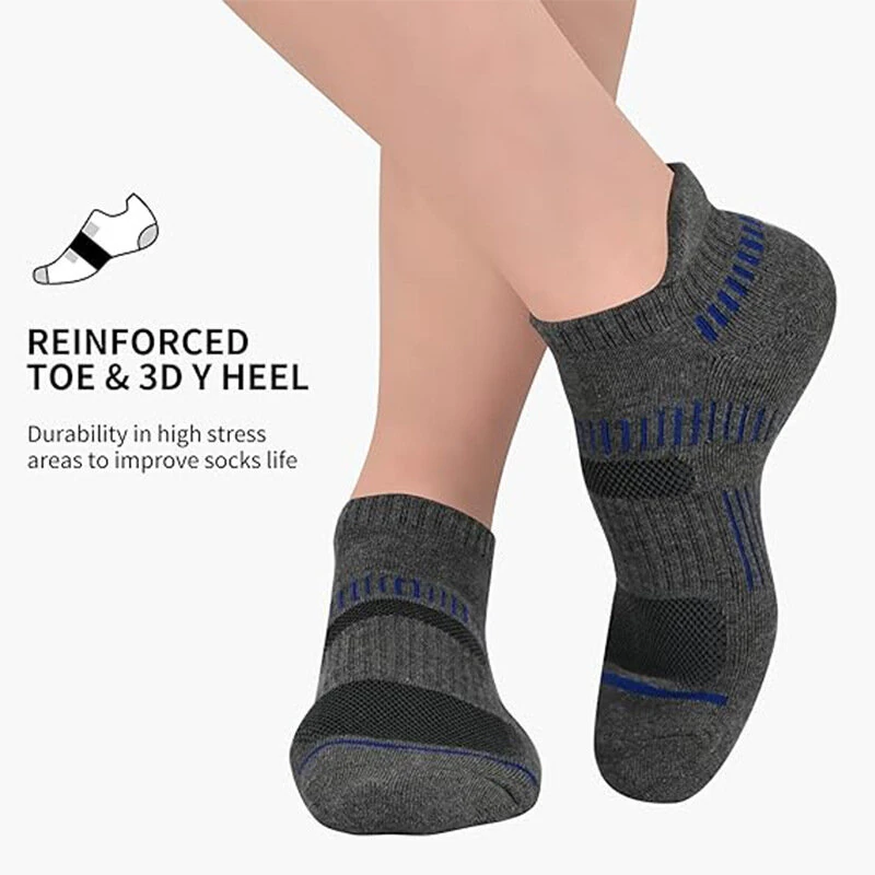 (image for) 6 Pairs Men's Cotton Sports Ankle Socks Anti Odor Sweat Absorbent Breathable Outdoor Cycling Travel Athletic Short Socks Comfortable