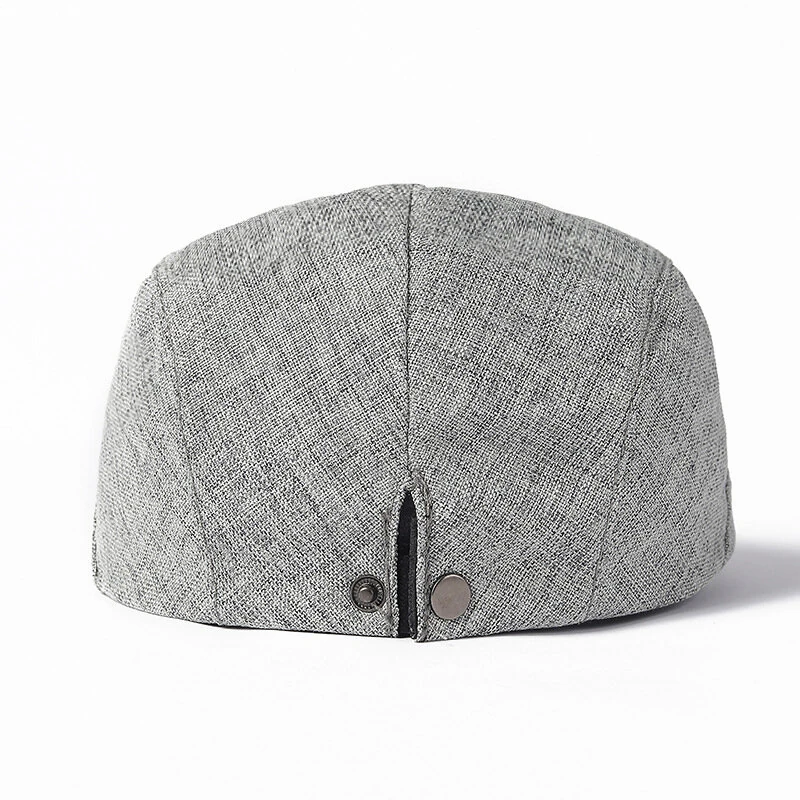 (image for) Collrown Cotton Linen Beret Men's Simple Vintage Forward Cap Casual Daily Flat Hats Solid Color Cabbie Driving Cap Outdoor