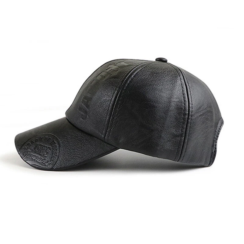 (image for) Collrown Fashion Baseball Cap Outdoor Men's Adjustable PU Leather Hat Letters Embossed Casual Hats Women Unisex Sport Sun Visor Hat
