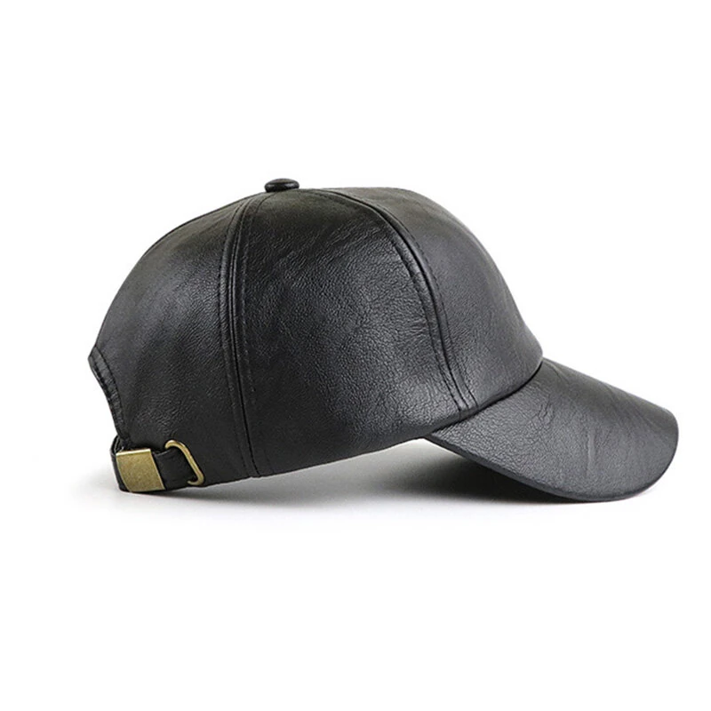 (image for) Collrown Fashion Baseball Cap Outdoor Men's Adjustable PU Leather Hat Letters Embossed Casual Hats Women Unisex Sport Sun Visor Hat