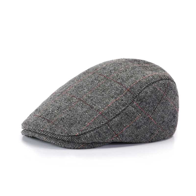 (image for) Collrown Men Beret Cap Adjustable Cotton Flat Cap Retro Duck Tongue Cap Warm Forward Cap Driving Hat Newsboy Hats