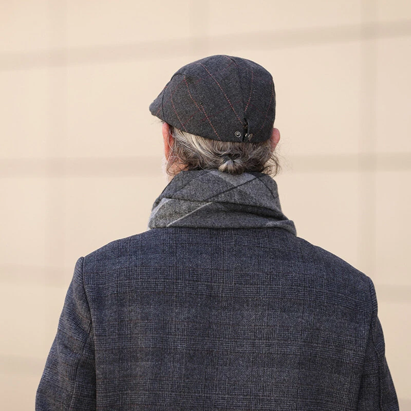 (image for) Collrown Men Beret Cap Adjustable Cotton Flat Cap Retro Duck Tongue Cap Warm Forward Cap Driving Hat Newsboy Hats