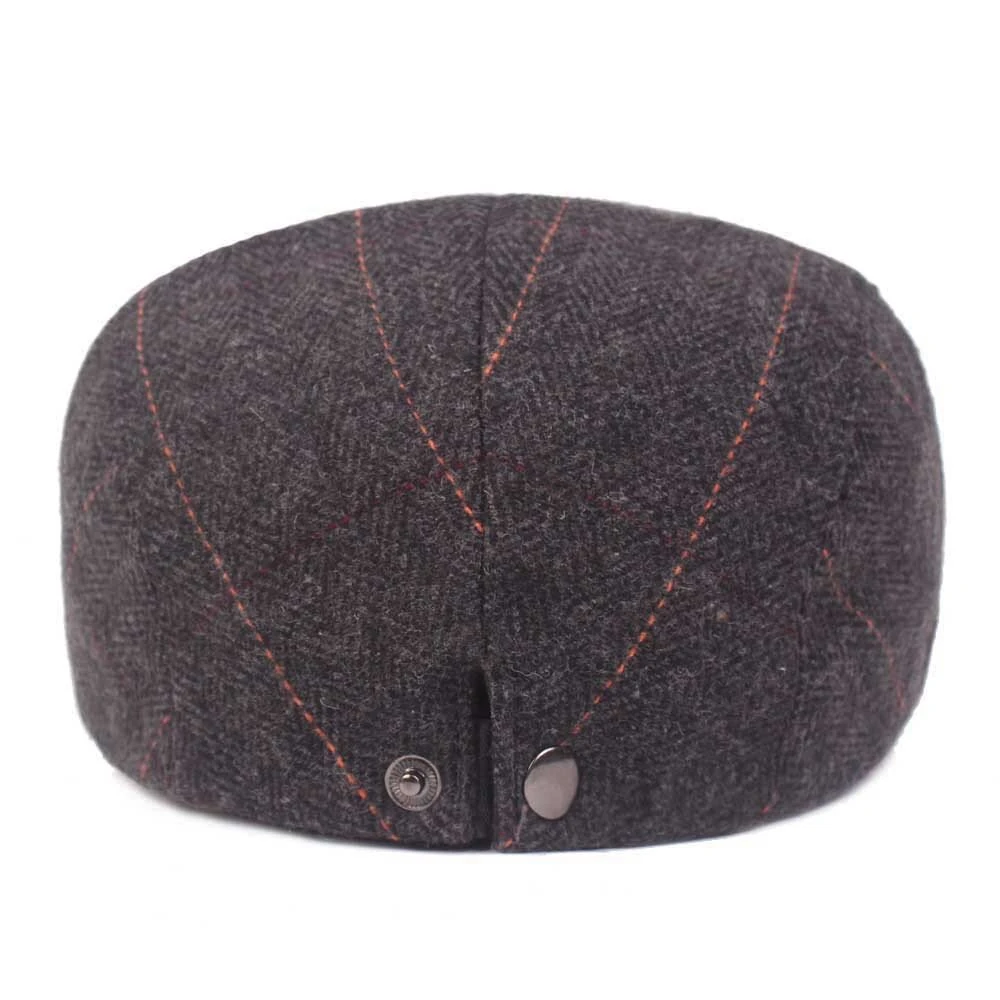 (image for) Collrown Men Beret Cap Adjustable Cotton Flat Cap Retro Duck Tongue Cap Warm Forward Cap Driving Hat Newsboy Hats
