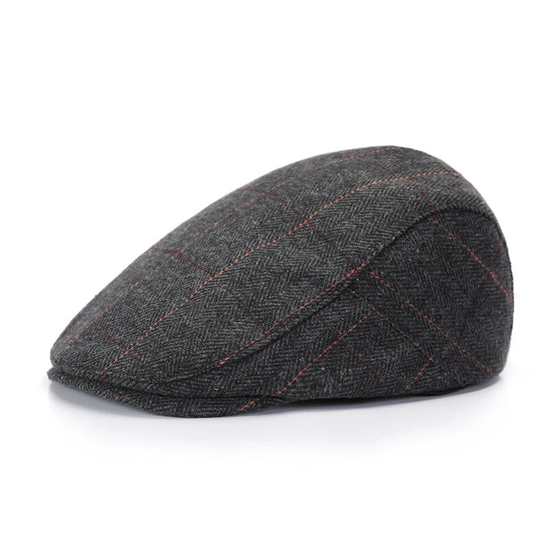 (image for) Collrown Men Beret Cap Adjustable Cotton Flat Cap Retro Duck Tongue Cap Warm Forward Cap Driving Hat Newsboy Hats