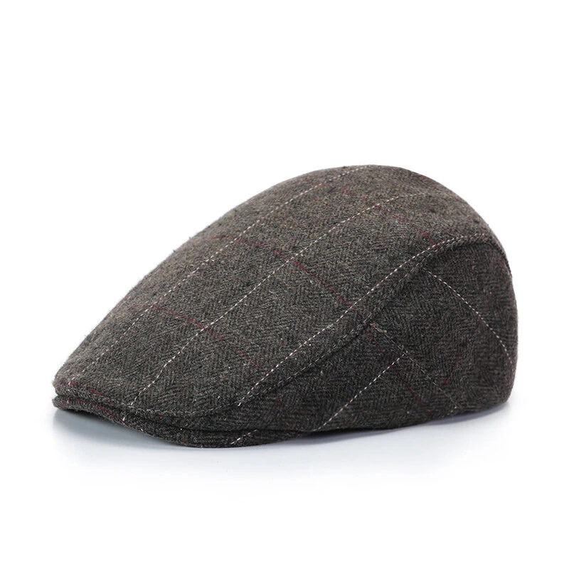 (image for) Collrown Men Beret Cap Adjustable Cotton Flat Cap Retro Duck Tongue Cap Warm Forward Cap Driving Hat Newsboy Hats