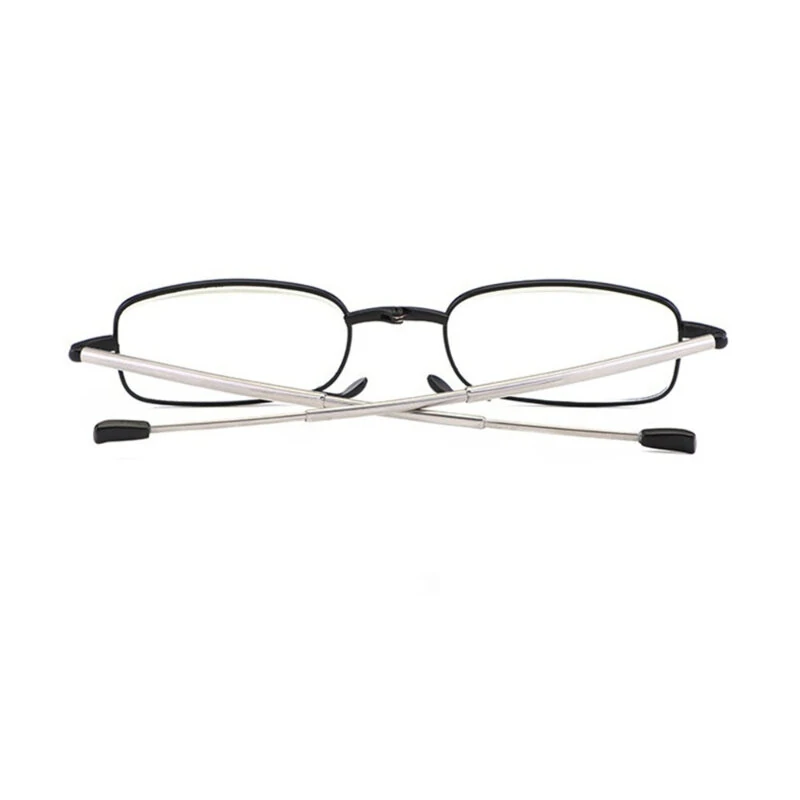 (image for) Foldable Reading Glasses Men Women Metal Frame Blue Light Resistant EyeGlasses with Bag Prescription Eyewear +1.5 To +3.5