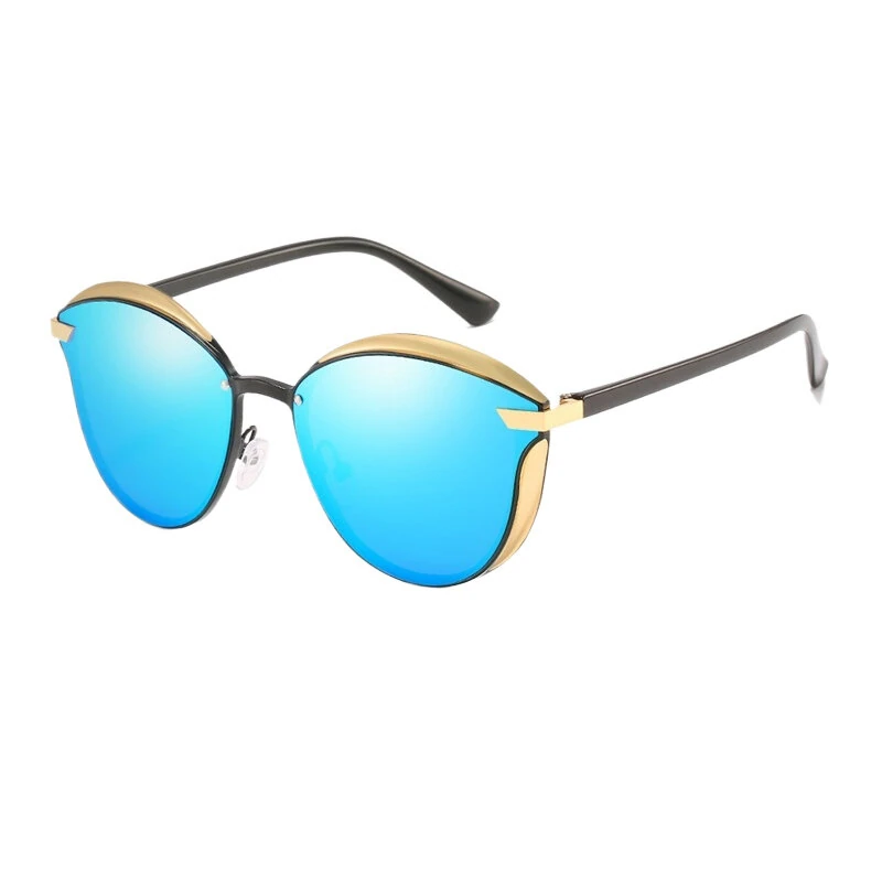 (image for) Mens Polarized Sunglasses Luxury Fashion Cat Eye Retro Metal Colorful Lens Oculos UV400 Sun Glasses