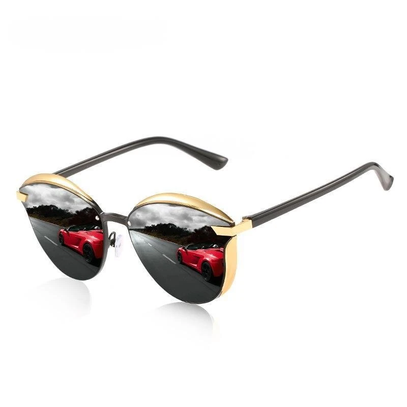 (image for) Mens Polarized Sunglasses Luxury Fashion Cat Eye Retro Metal Colorful Lens Oculos UV400 Sun Glasses