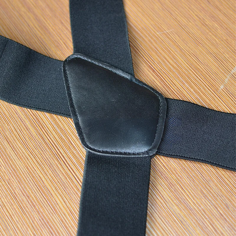 (image for) Men's Suspenders With 5cm Widened And Comfortable Elastic Straps, Adjustable 4 Clips For Trousers, Classic Black Suspenders Elastic X-Back