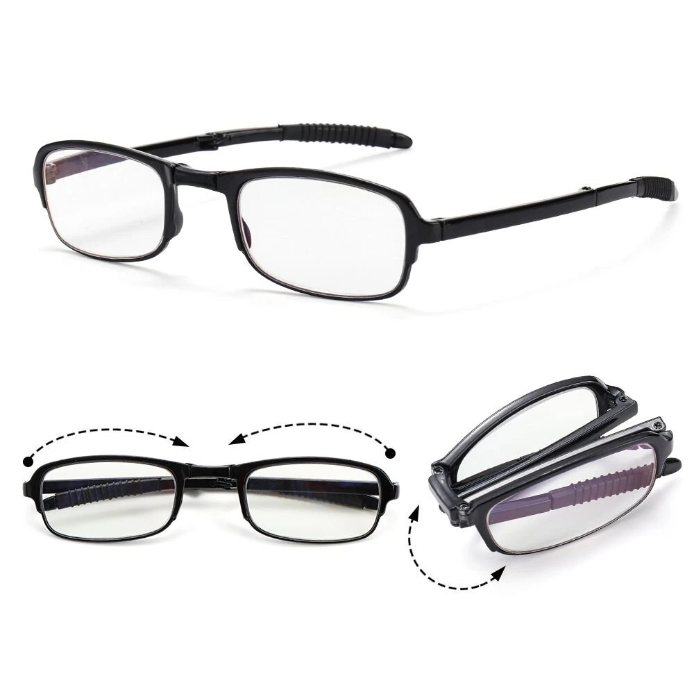 (image for) TR90 Folding Reading Glasses with Zipper Case Unisex Portable Lightweight Presbyopic Eyeglasses Readers Eyewear +1.5 ~ 3.5
